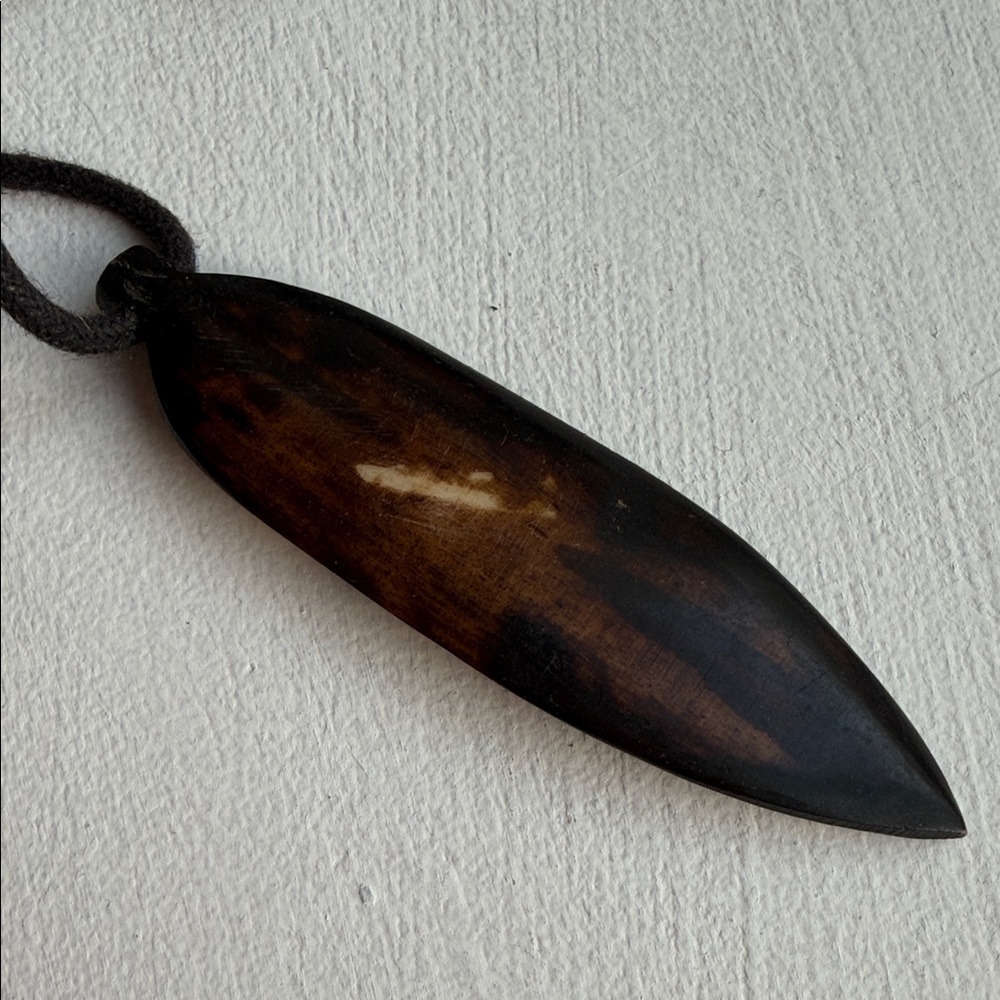 African Bone Face Mask Pendant Necklace on adjustable cord - Picture 4 of 8